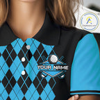 Argyle Golf Polo Shirt Personalized Blue Argyle Golf Shirt Short Sleeve Golf Apparel