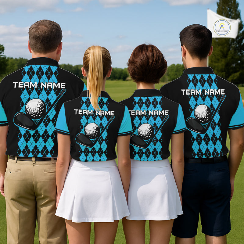 Argyle Golf Polo Shirt Personalized Blue Argyle Golf Shirt Short Sleeve Golf Apparel