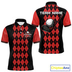 Argyle Golf Polo Shirt Personalized Red Argyle Golf Shirt Short Sleeve Golf Apparel