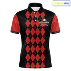 Argyle Golf Polo Shirt Personalized Red Argyle Golf Shirt Short Sleeve Golf Apparel