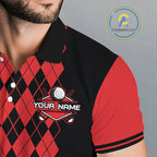 Argyle Golf Polo Shirt Personalized Red Argyle Golf Shirt Short Sleeve Golf Apparel
