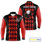 Argyle Golf Polo Shirt Personalized Red Argyle Golf Shirt Short Sleeve Golf Apparel