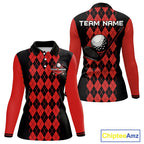 Argyle Golf Polo Shirt Personalized Red Argyle Golf Shirt Short Sleeve Golf Apparel