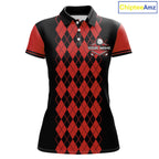 Argyle Golf Polo Shirt Personalized Red Argyle Golf Shirt Short Sleeve Golf Apparel