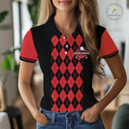 Argyle Golf Polo Shirt Personalized Red Argyle Golf Shirt Short Sleeve Golf Apparel