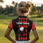 Argyle Golf Polo Shirt Personalized Red Argyle Golf Shirt Short Sleeve Golf Apparel