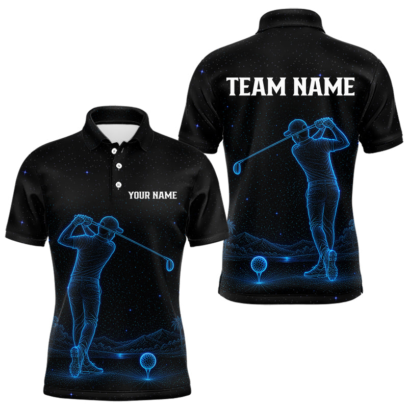Golf Polo Shirts Personalized Black & Galaxy Blue Matching Couples Golf Shirt Golf Gift