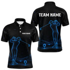 Golf Polo Shirts Personalized Black & Galaxy Blue Matching Couples Golf Shirt Golf Gift