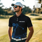 Golf Polo Shirts Personalized Black & Galaxy Blue Matching Couples Golf Shirt Golf Gift