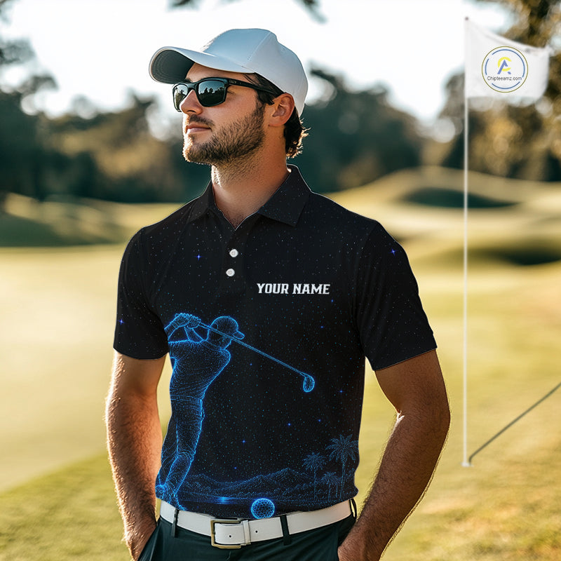 Golf Polo Shirts Personalized Black & Galaxy Blue Matching Couples Golf Shirt Golf Gift