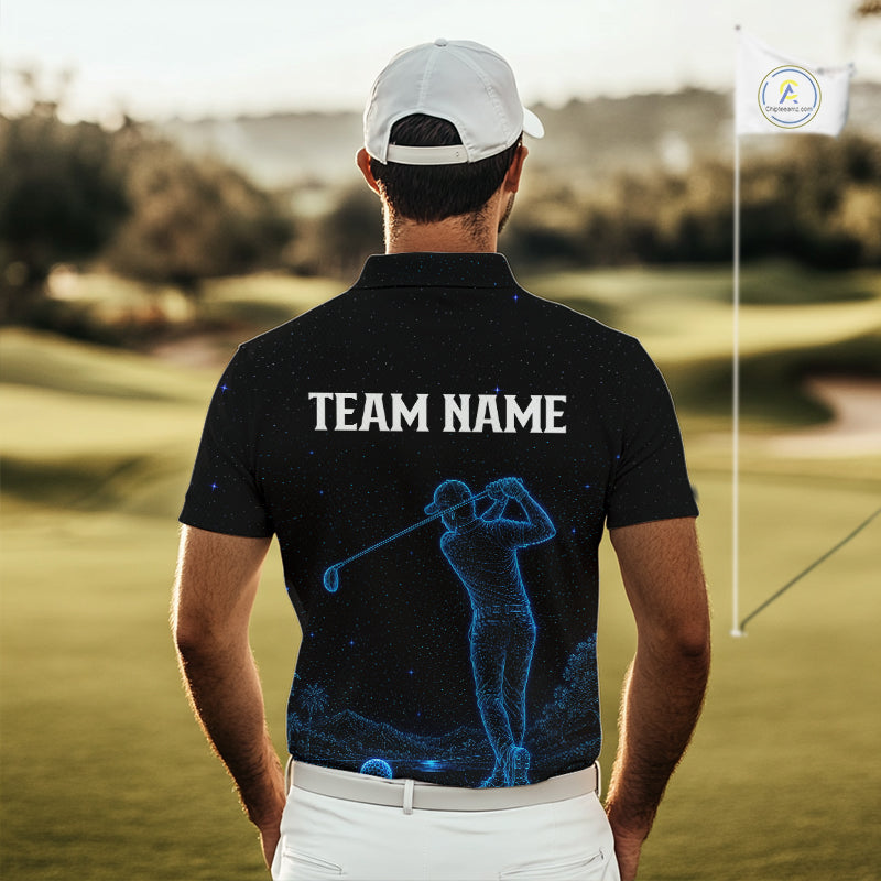 Golf Polo Shirts Personalized Black & Galaxy Blue Matching Couples Golf Shirt Golf Gift