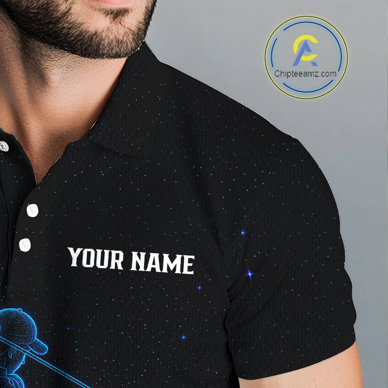 Golf Polo Shirts Personalized Black & Galaxy Blue Matching Couples Golf Shirt Golf Gift