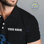 Golf Polo Shirts Personalized Black & Galaxy Blue Matching Couples Golf Shirt Golf Gift