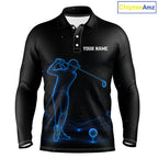 Golf Polo Shirts Personalized Black & Galaxy Blue Matching Couples Golf Shirt Golf Gift