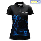 Golf Polo Shirts Personalized Black & Galaxy Blue Matching Couples Golf Shirt Golf Gift
