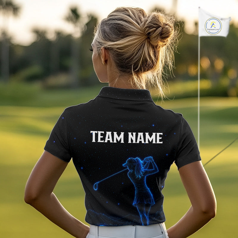 Golf Polo Shirts Personalized Black & Galaxy Blue Matching Couples Golf Shirt Golf Gift