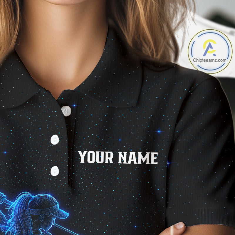 Golf Polo Shirts Personalized Black & Galaxy Blue Matching Couples Golf Shirt Golf Gift