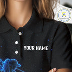 Golf Polo Shirts Personalized Black & Galaxy Blue Matching Couples Golf Shirt Golf Gift