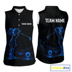 Golf Sleeveless Polo Shirts Personalized Galaxy Blue Matching Couples Golf Shirt Golf Gift