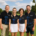 Golf Polo Shirts Personalized Black & Galaxy Blue Matching Couples Golf Shirt Golf Gift