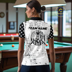 Black & White US Flag Billiards Polo 1/4-Zip Shirt Custom Name 8-Ball Pool Team Jersey