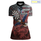 Red Grey Smoke American Flag Eagle Darts Team Shirt Custom Patriotic Dart Polo 1/4-Zip Jersey