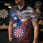 Red Grey Smoke Texas-Eagle Darts Team Shirt Custom US Flag Patriotic Dart Polo 1/4-Zip Jersey