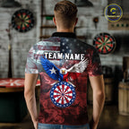 Red Grey Smoke Texas-Eagle Darts Team Shirt Custom US Flag Patriotic Dart Polo 1/4-Zip Jersey