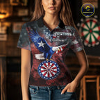 Red Grey Smoke Texas-Eagle Darts Team Shirt Custom US Flag Patriotic Dart Polo 1/4-Zip Jersey