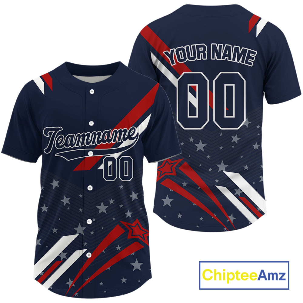 Custom American Flag Patriotic Baseball Shirt Baseball Tournament Jerseys