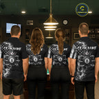 Smoke American Flag Billiard Pool Shirt Custom Skeleton 8 Ball Pool Team Appeal