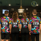 Colorful Graffiti Street Billiard Shirt Custom Skeleton 8 Ball Pool Team Appeal