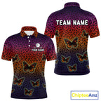 Halloween Golf Polo Shirt Colorful Leopard Print Custom Butterfly Team Golf Tops