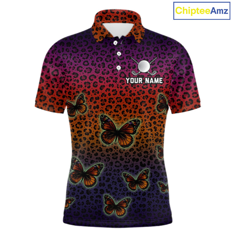Halloween Golf Polo Shirt Colorful Leopard Print Custom Butterfly Team Golf Tops