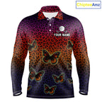 Halloween Golf Polo Shirt Colorful Leopard Print Custom Butterfly Team Golf Tops