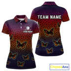 Halloween Golf Polo Shirt Colorful Leopard Print Custom Butterfly Team Golf Tops