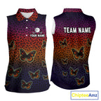 Halloween Golf Sleeveless Polo Shirt Colorful Leopard Print Custom Butterfly Team Golf Tops