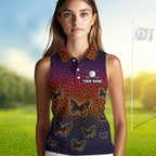 Halloween Golf Sleeveless Polo Shirt Colorful Leopard Print Custom Butterfly Team Golf Tops