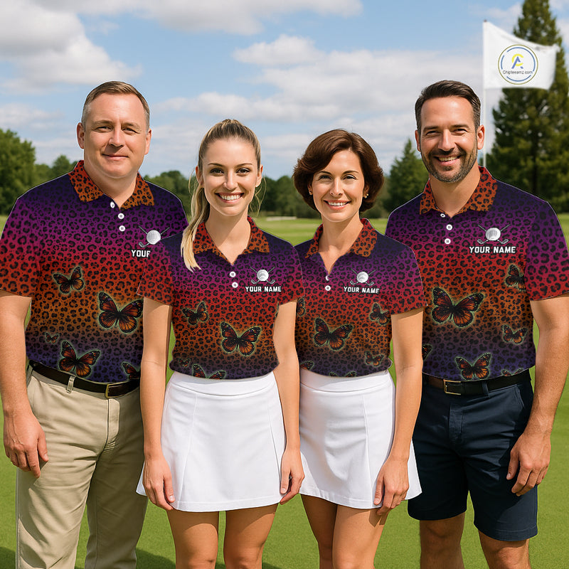 Halloween Golf Polo Shirt Colorful Leopard Print Custom Butterfly Team Golf Tops