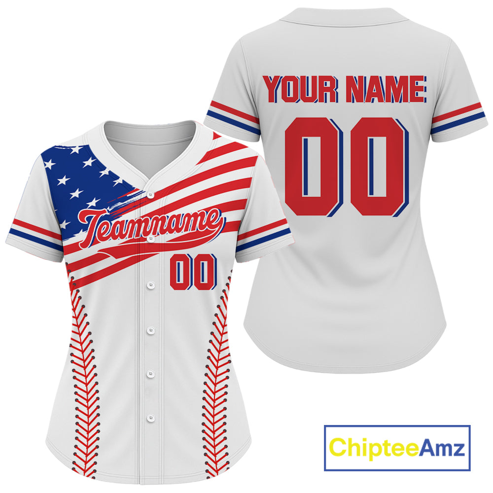 Custom USA Flag Patriotic Baseball Shirt Outfits American Baseball Jerseys