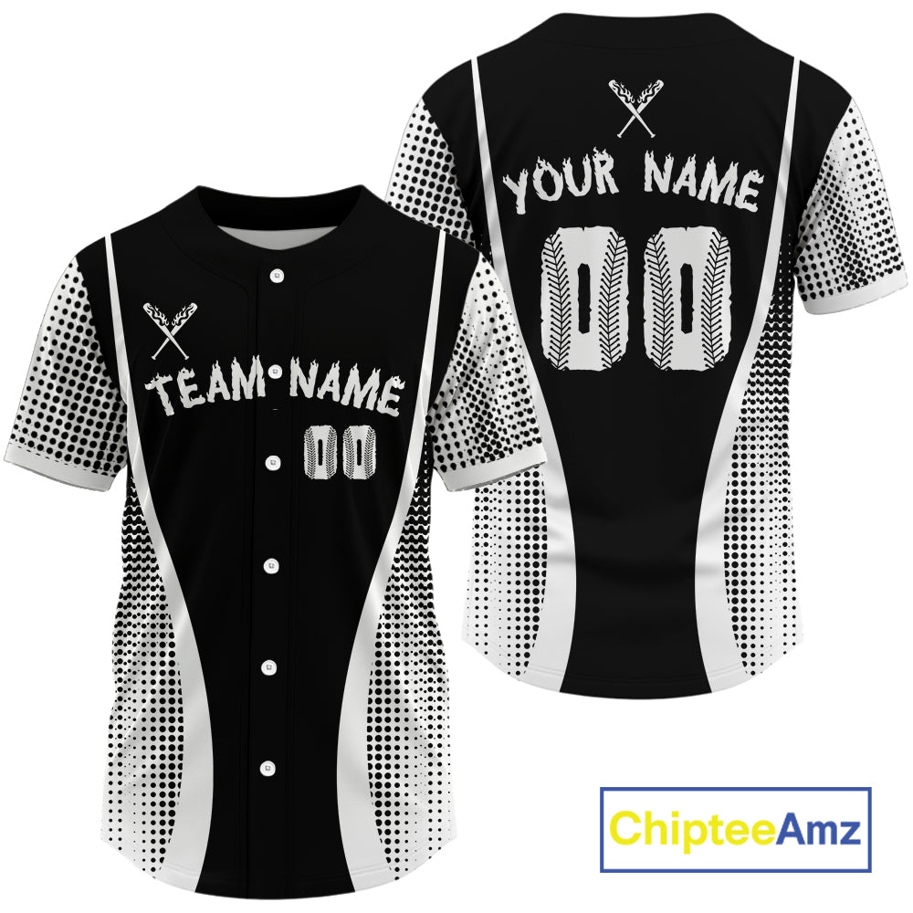 Custom Black And White Baseball Shirt Baseball Tournament Shirt Jerseys