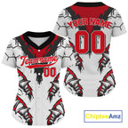 Custom Red And Grey Hexagon Baseball Shirt Horror Baseball Tournament Jerseys