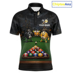 Halloween Pool Billiard Polo 1/4-Zip Shirt Custom Funny Pirate 8 & 9 Ball Pool Team Jersey