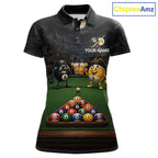 Halloween Pool Billiard Polo 1/4-Zip Shirt Custom Funny Pirate 8 & 9 Ball Pool Team Jersey