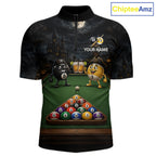 Halloween Pool Billiard Polo 1/4-Zip Shirt Custom Funny Pirate 8 & 9 Ball Pool Team Jersey