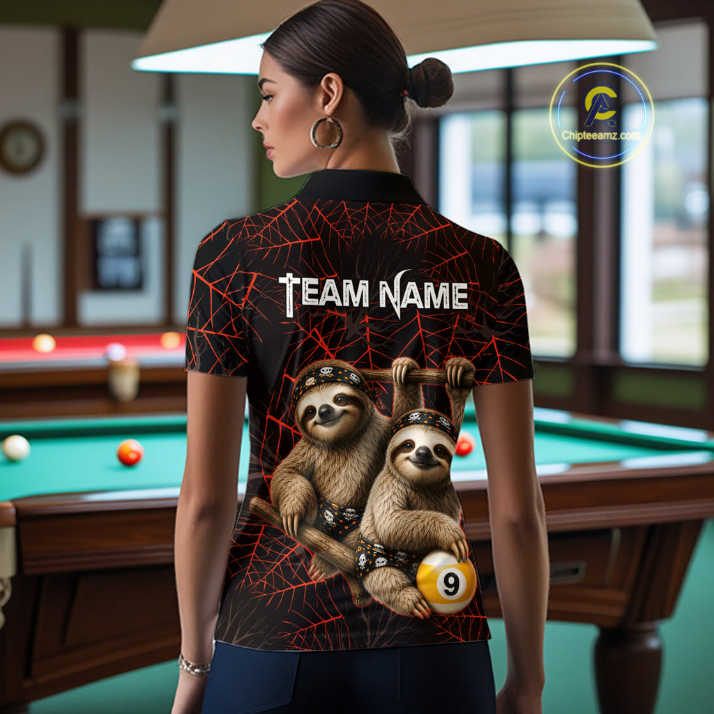 Custom Bandana Sloth Billiards Shirt Personalized 8-Ball & 9-Ball Halloween Pool Team Jersey