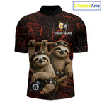 Custom Bandana Sloth Billiards Shirt Personalized 8-Ball & 9-Ball Halloween Pool Team Jersey