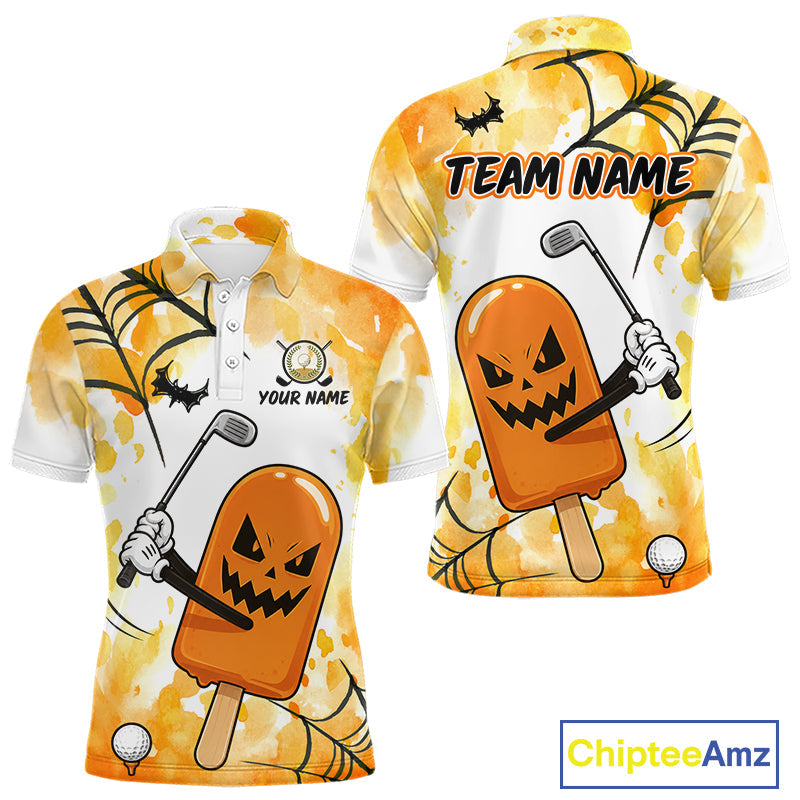 Funny Spooky Ice Cream Golf Polo Shirt Personalized Halloween Team Golf Apparel Golf Gifts