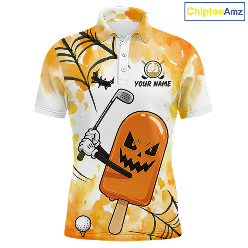 Funny Spooky Ice Cream Golf Polo Shirt Personalized Halloween Team Golf Apparel Golf Gifts