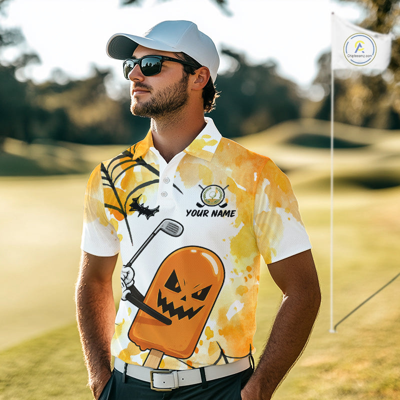 Funny Spooky Ice Cream Golf Polo Shirt Personalized Halloween Team Golf Apparel Golf Gifts